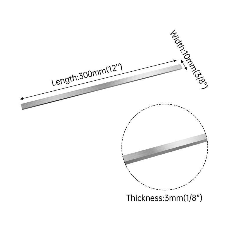 ZKOO 2pcs 304 Stainless Steel Flat Bar, 1/8" x 3/8" x 12" (TxWxL) Brushed Finish Trim Strips Stainless Steel Sheet for Kitchen DIY Craft Making - Image 3
